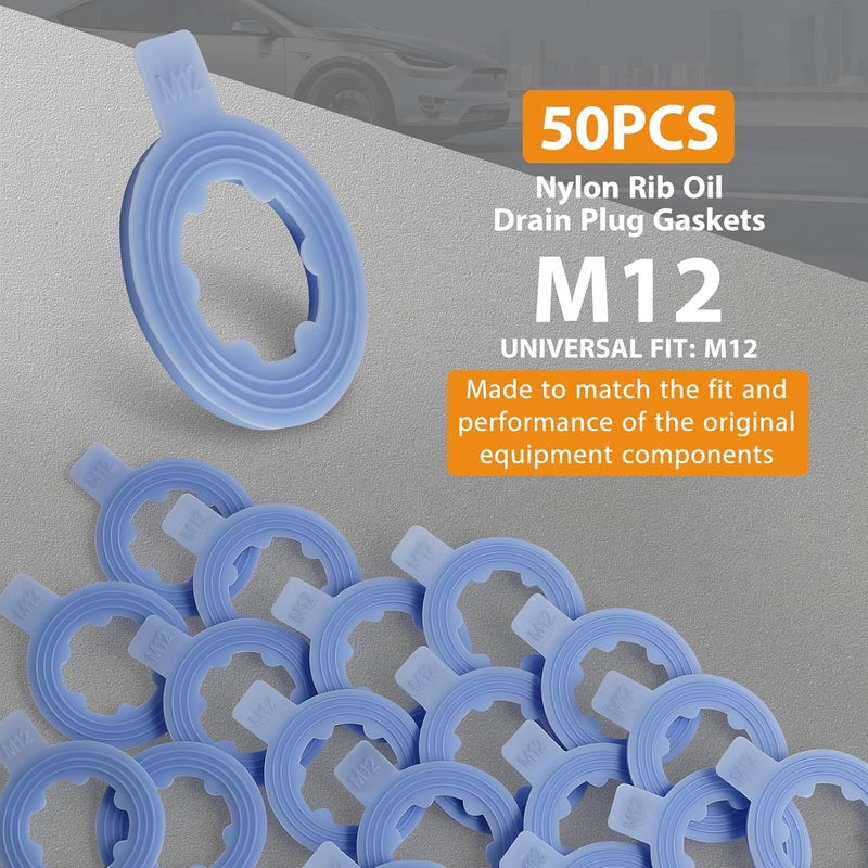 DEEFILL 50 PCS Nylon Rib Oil Drain Plug Gasket, Fits M12 Replace 097-116CD, 097-116 - Image 2